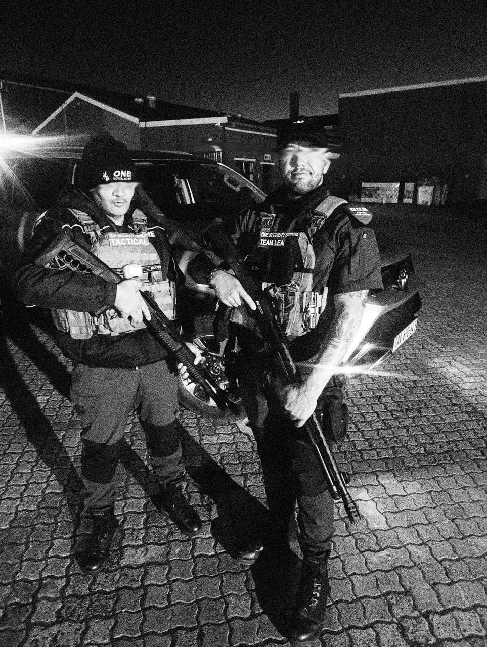 ONE tactical officer and Team Leader with their dedicated response vehicle at night